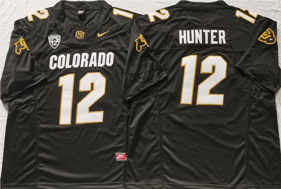 Men Colorado Buffaloes #12 Hunter Black 2025 Nike Limited NCAA Jersey style 1